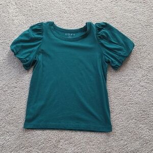 LOFT Kids Emerald Green Puff Sleeve Tee